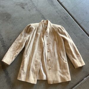Vintage Dumas of California Beige Cream Wool Car Coat  L  XL Made in USA Lined